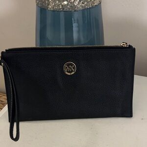 Michael Kors Black Clutch with Gold Logo